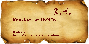 Krakker Arikán névjegykártya